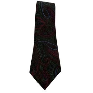 Paul Stuart Mens Silk Paisley Tie Burgundy Green Blue Made in USA‎ (TG22)